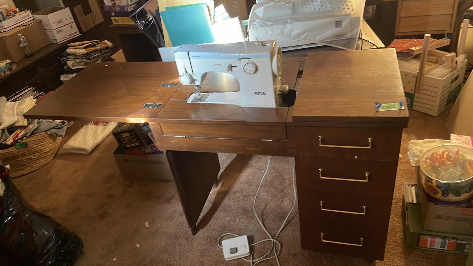 Photo 2 of ELNA SUPER VINTAGE SEWING MACHINE WITH TABLE & CHAIR