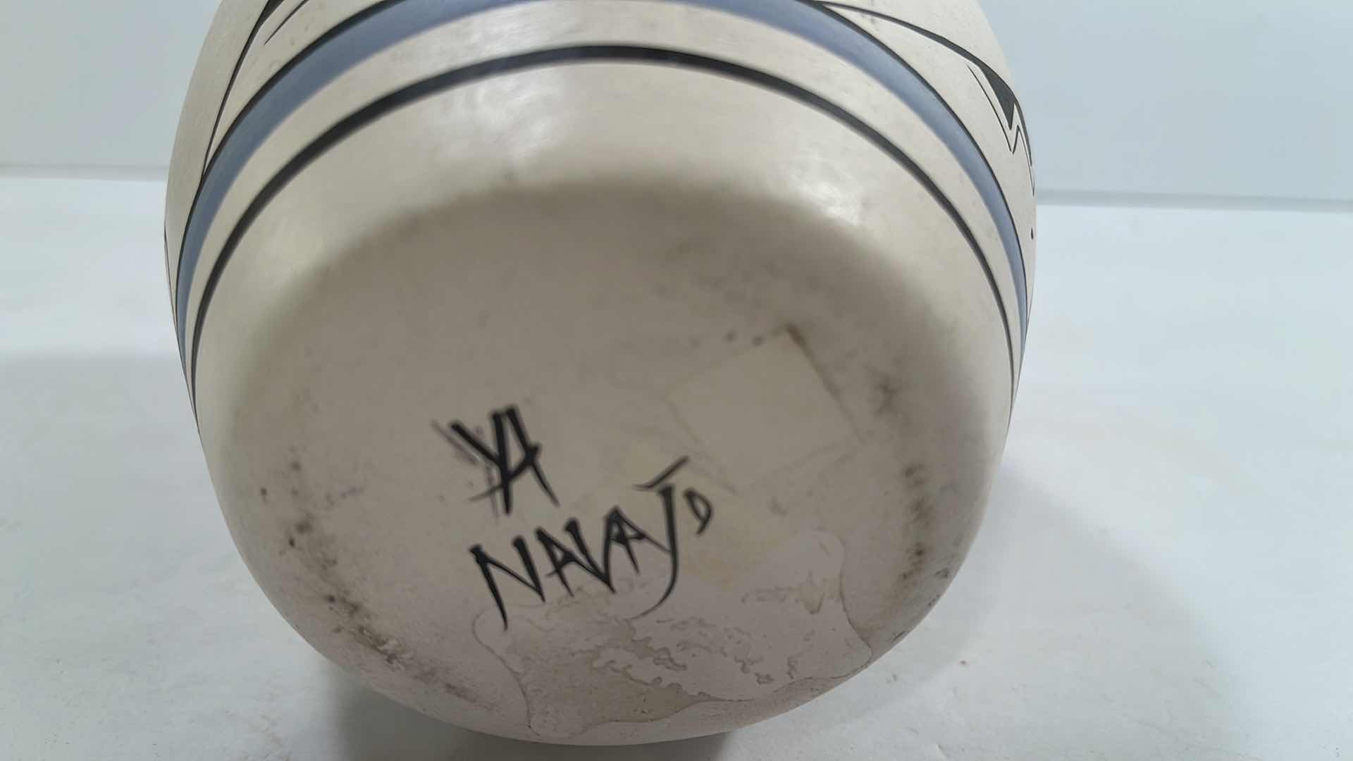 Photo 4 of NATIVE AMERICAN HAND PAINTED SIGNED POTTERY H- 7”