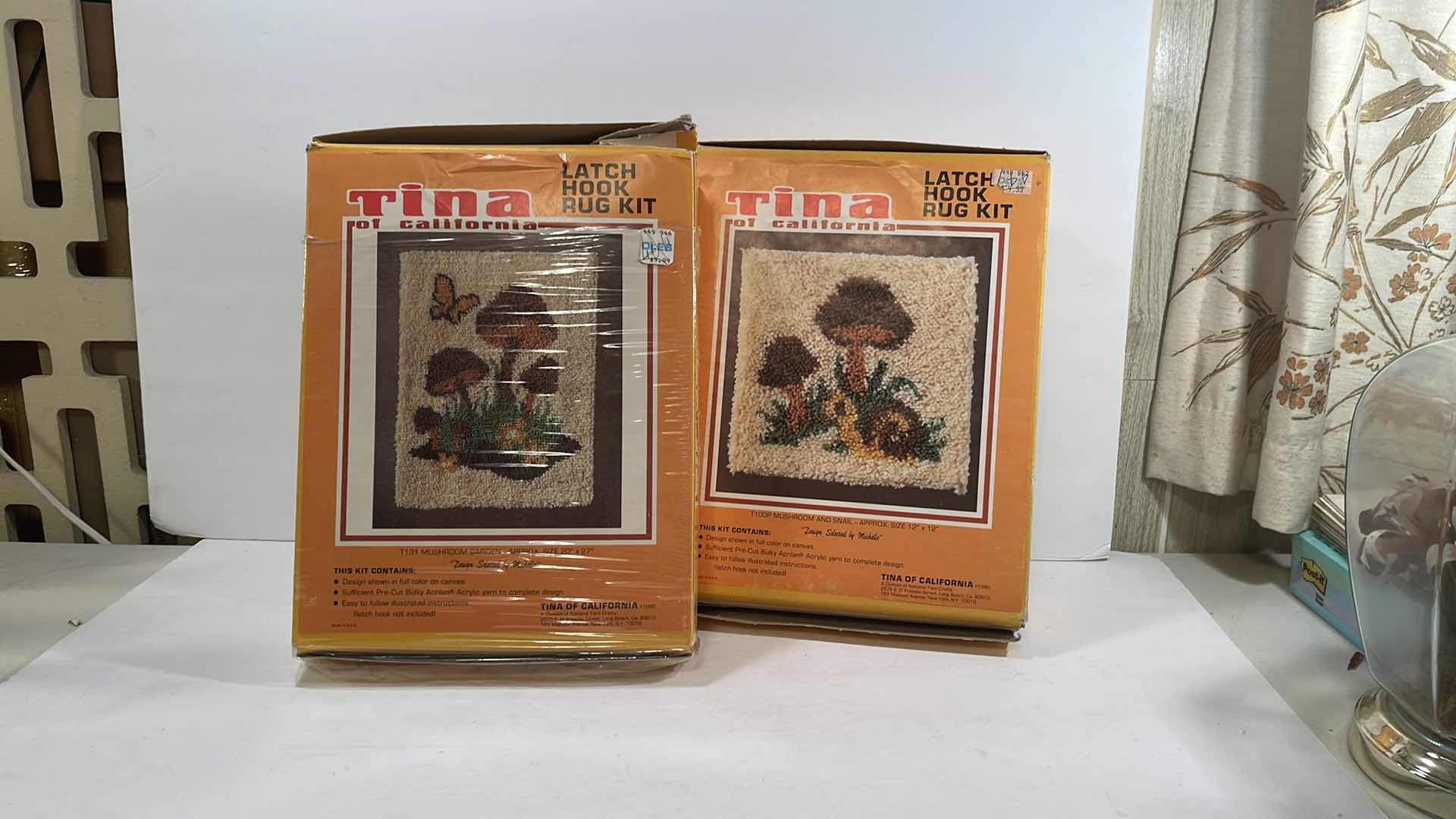 Photo 1 of VINTAGE MUSHROOMS TINA OF CALIFORNIA LATCH HOOK RUG KITS 
- ONE MIGHT BE MISSING SOMETHING