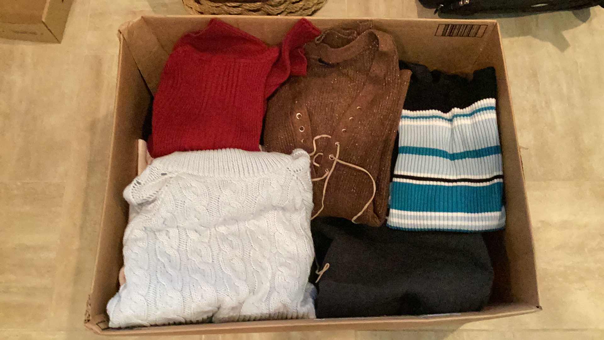 Photo 1 of LARGE LOT TOPS & SWEATERS- S & M - WHOLE BOX