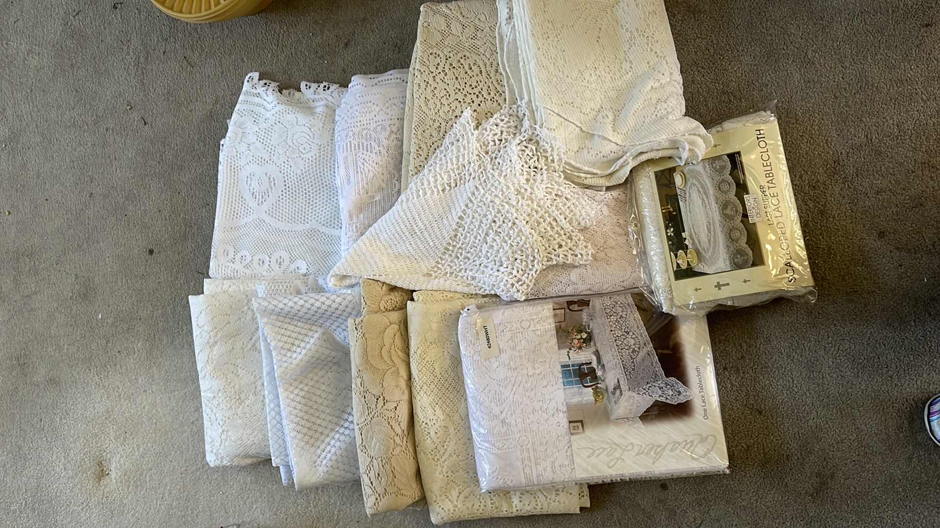 Photo 1 of IVORY, CREAM & WHITE LACY TABLE CLOTHS