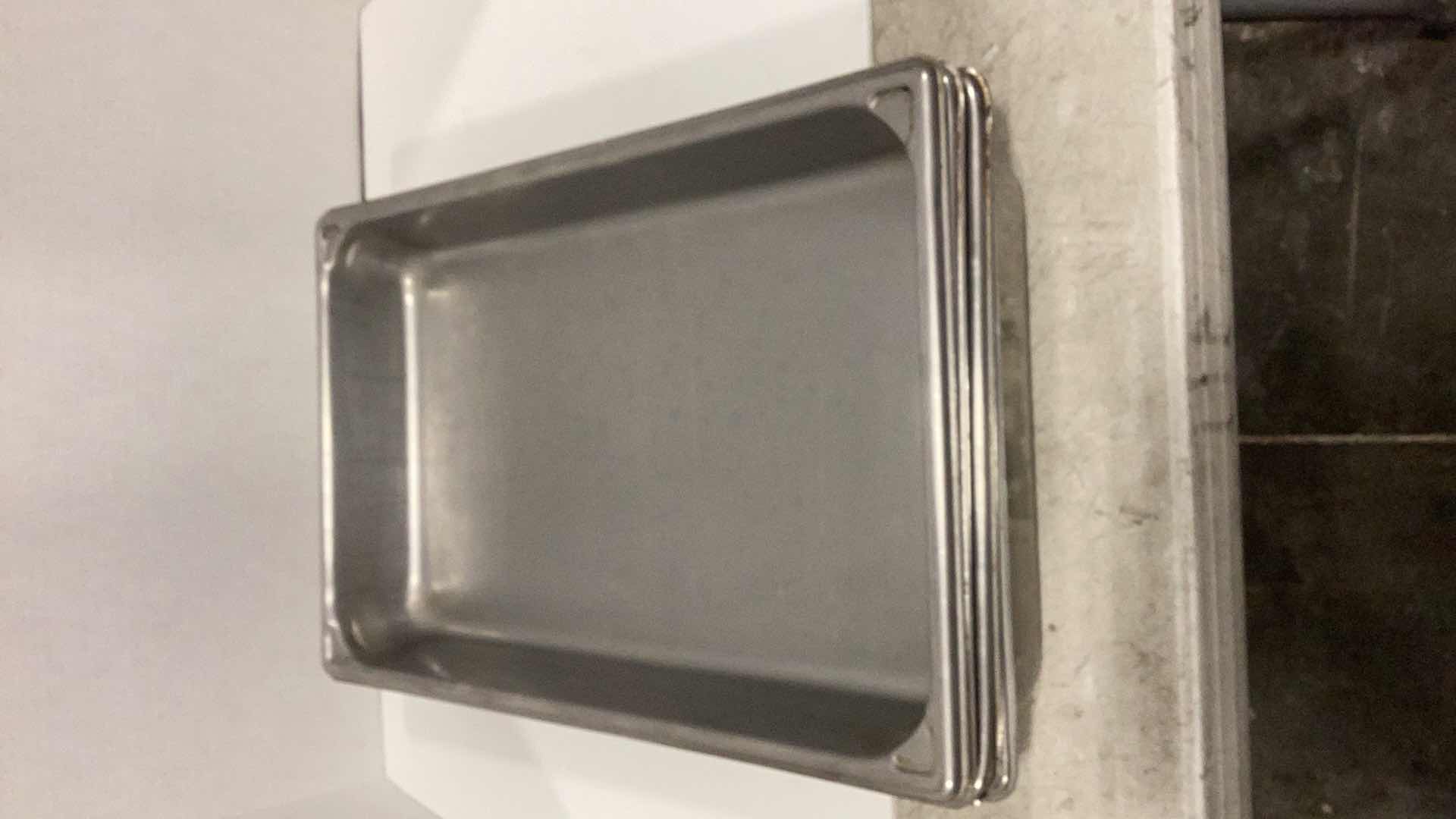 Photo 1 of FOUR STEEL COOKING TRAYS 13" X 21" H 3”