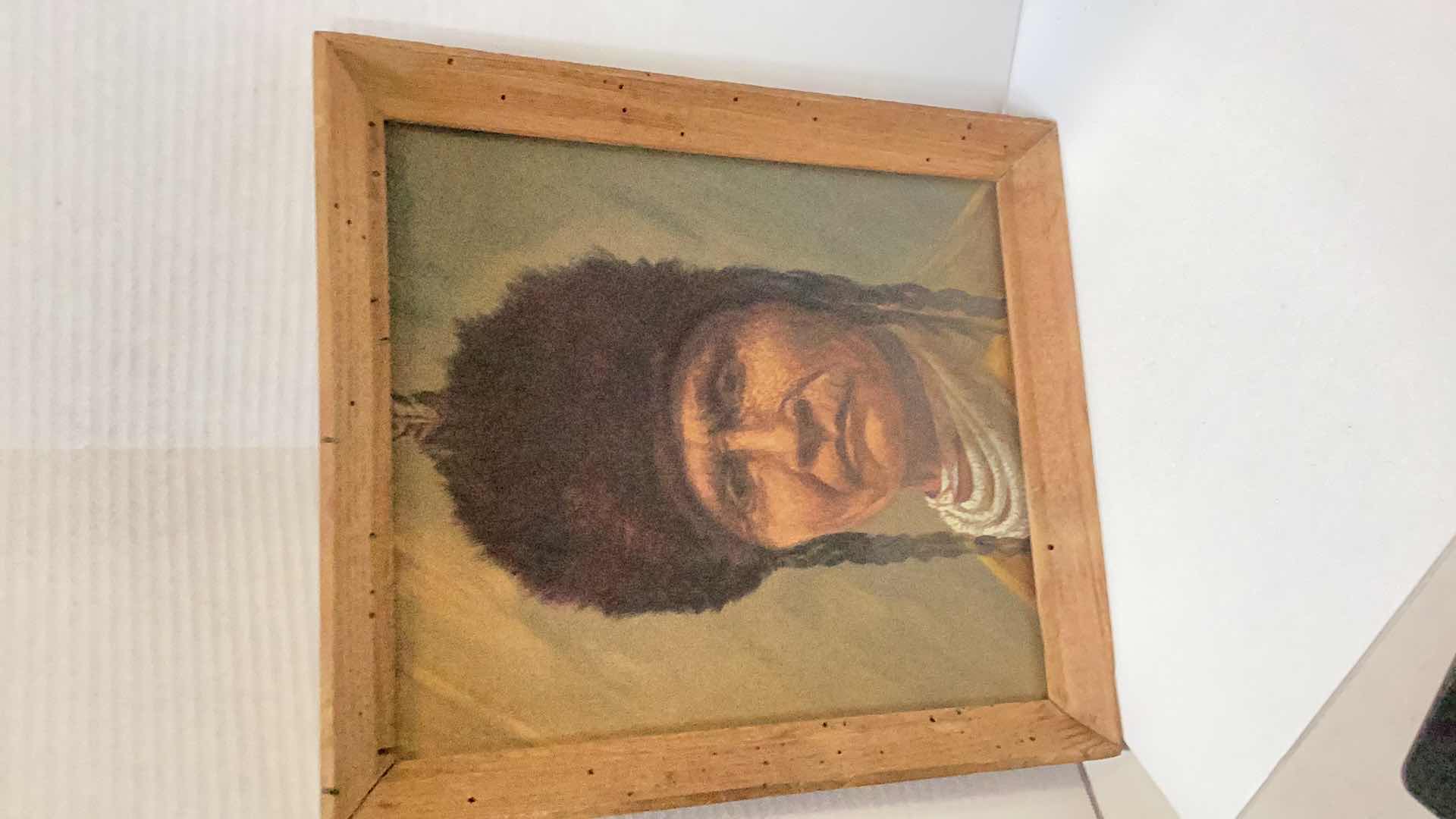 Photo 1 of VINTAGE INDIAN CHIEF PAINTING 14” X 16”