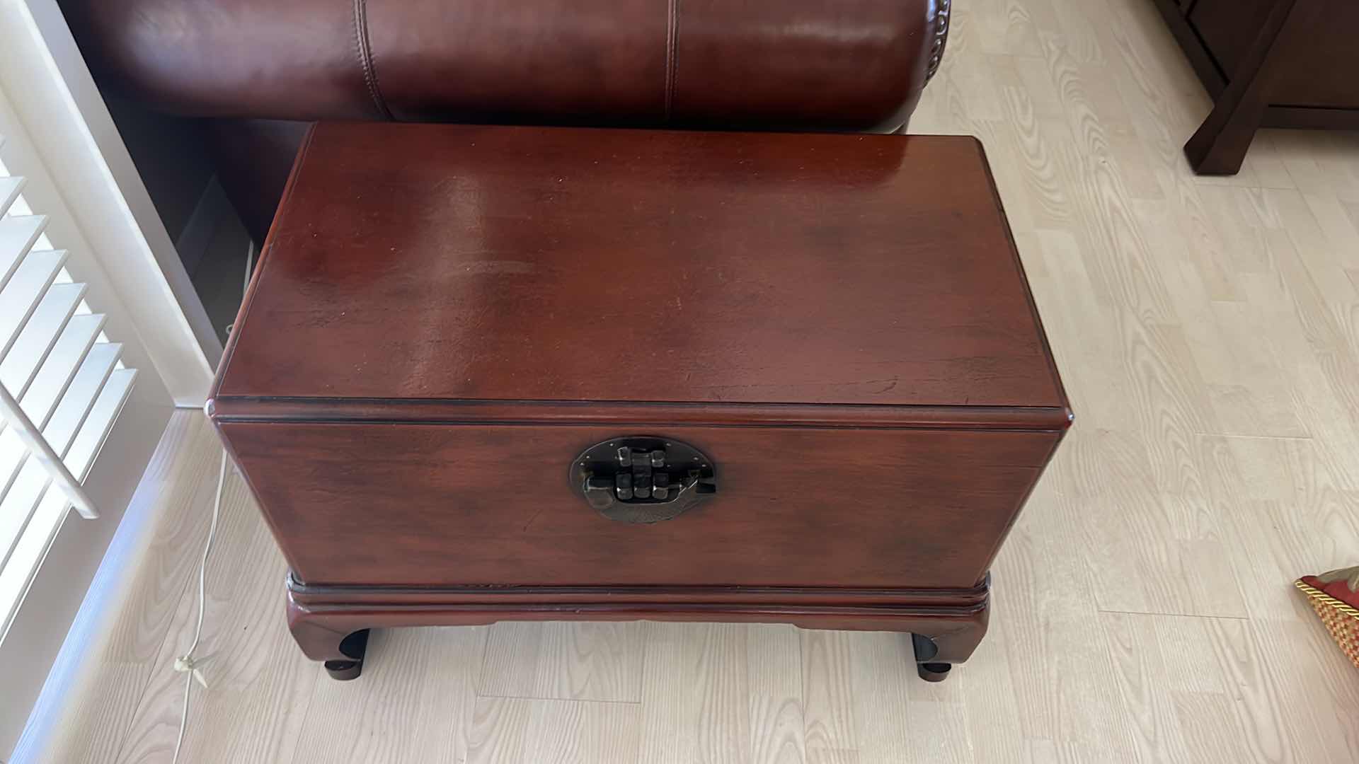 Photo 2 of VINTAGE MAHOGANY W BRASS TRIM STORAGE CHEST SIDE TABLE  29” x 16” H20”