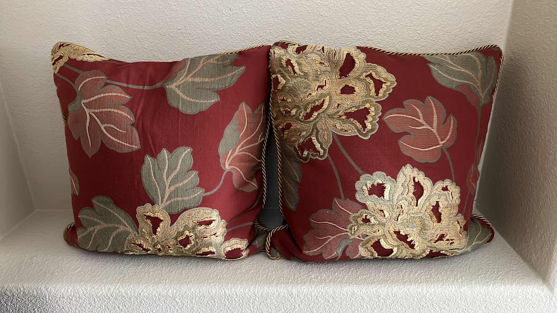 Photo 1 of 2-DECORATIVE FLORAL ACCENT PILLOWS 20” x 20”