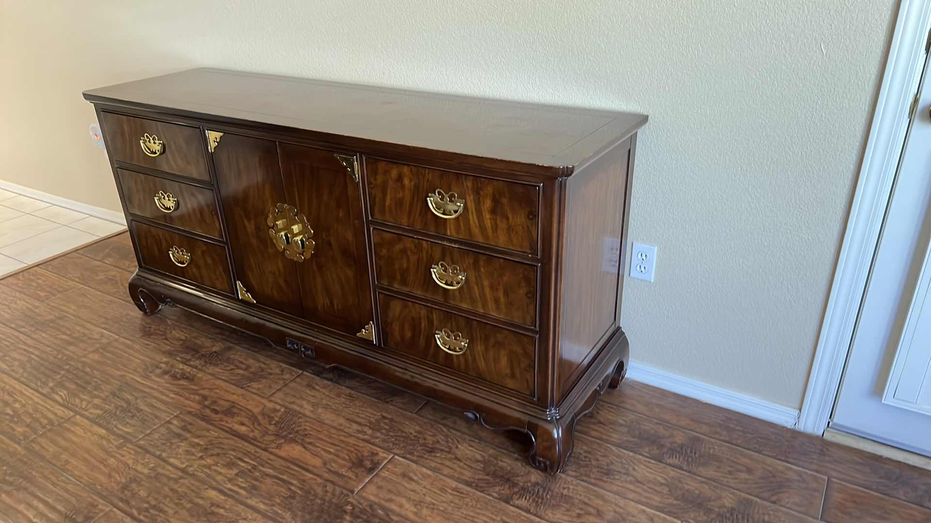 Photo 2 of VINTAGE HERITAGE MAHOGANY W GOLD BRASS HARDWARE DRESSER   68” x 20” H32”