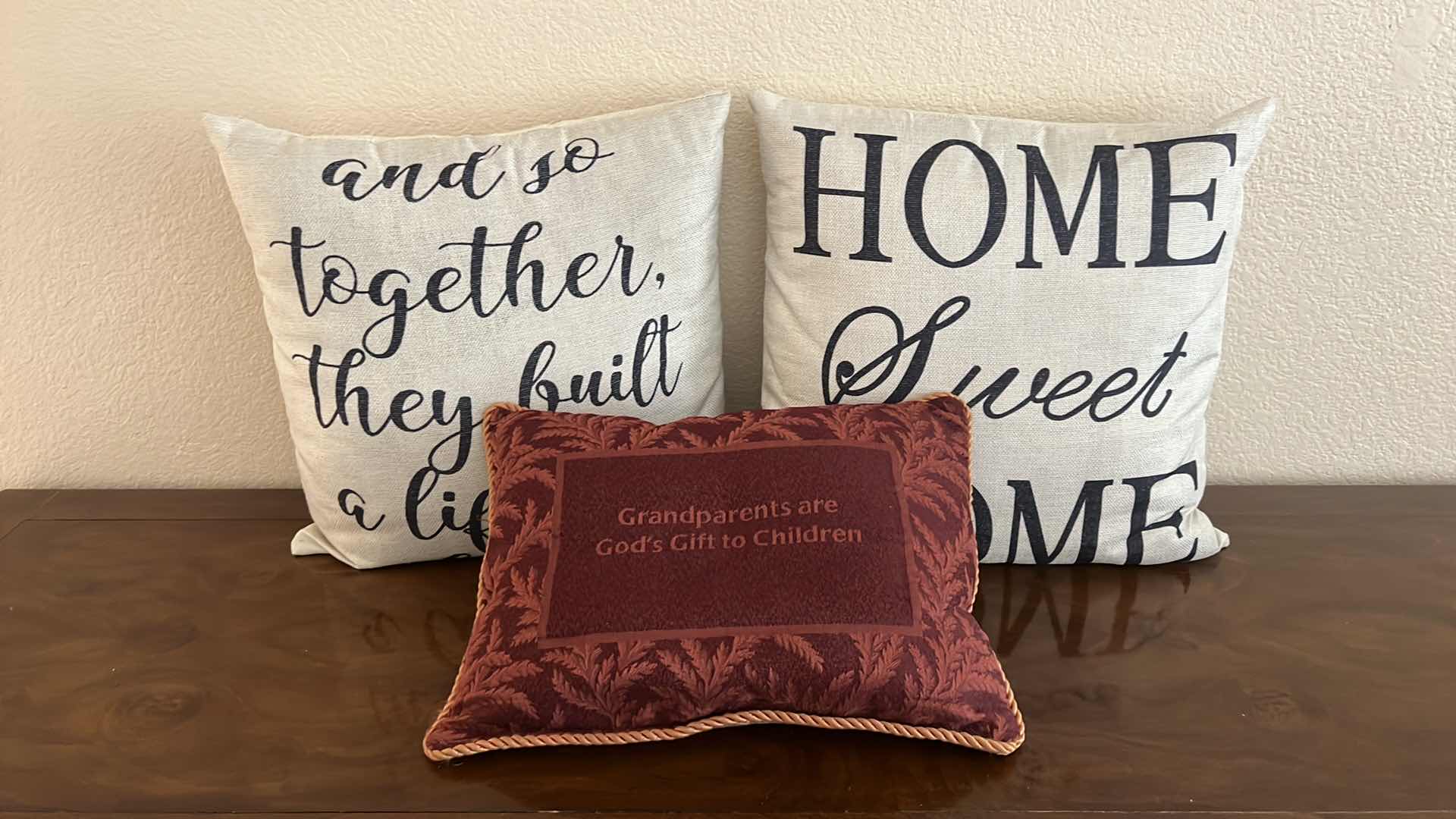 Photo 1 of 3-DECORATIVE ACCENT PILLOWS W SAYINGS