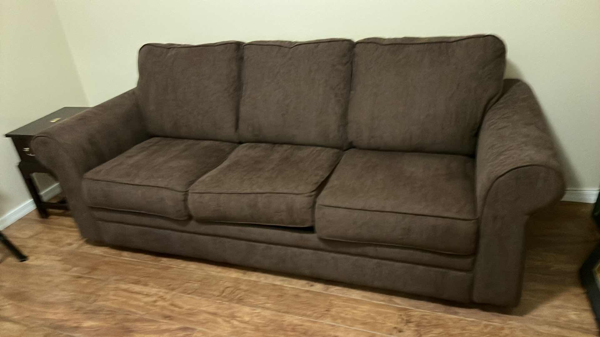 Photo 2 of BROWN UPHOLSTERED SLEEPER SOFA 85” x 36”