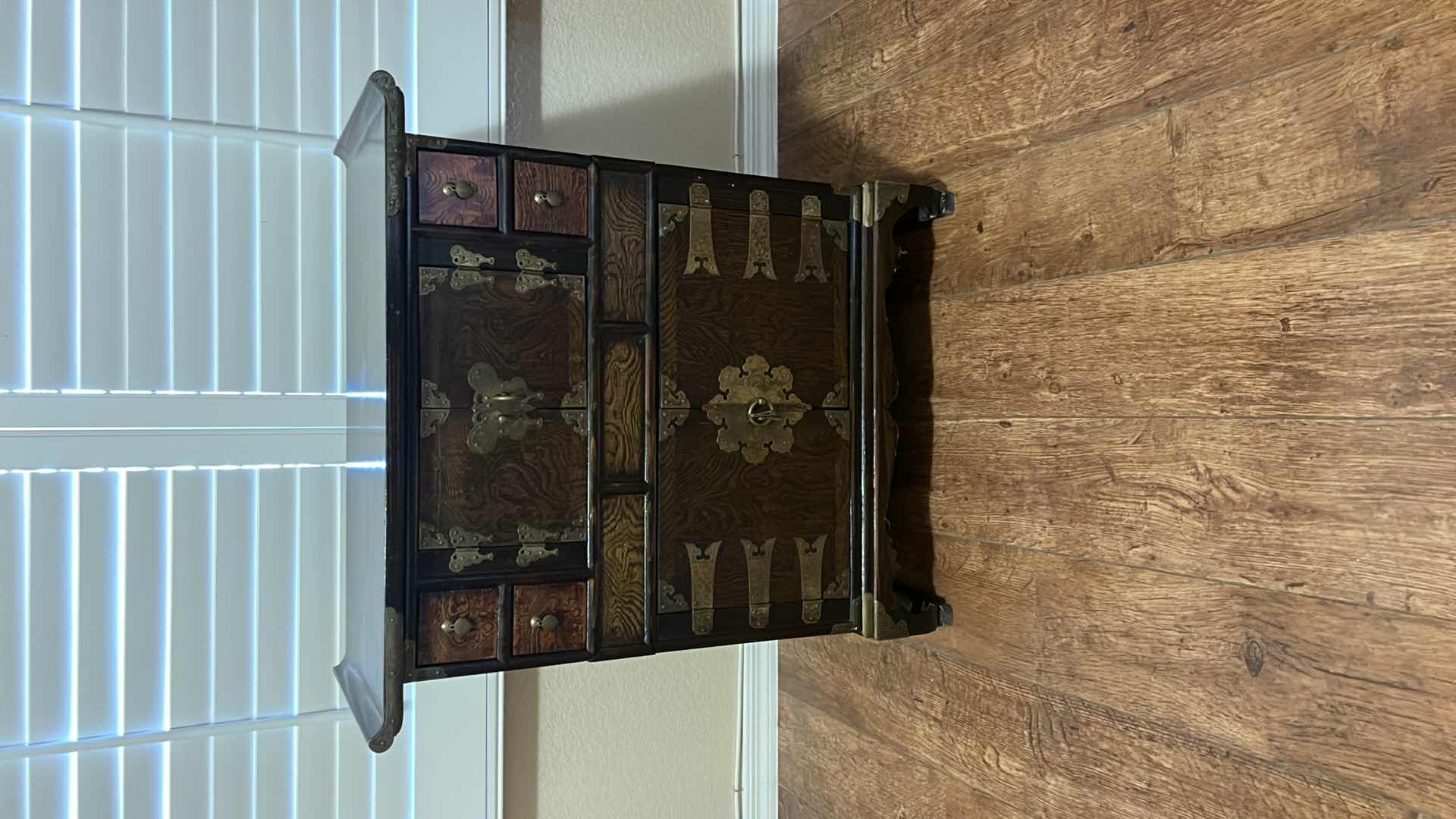 Photo 11 of VINTAGE WALNUT  ACCENT TABLE W BRASS TRIM   26” x 13” H28”