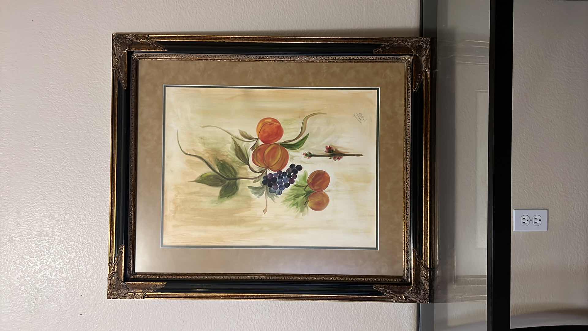 Photo 1 of HEAVY GOLD AND BLACK ORNATE FRAMED FRUIT OIL PAINTING ARTWORK-ARTIST SIGNED 30” x 35”