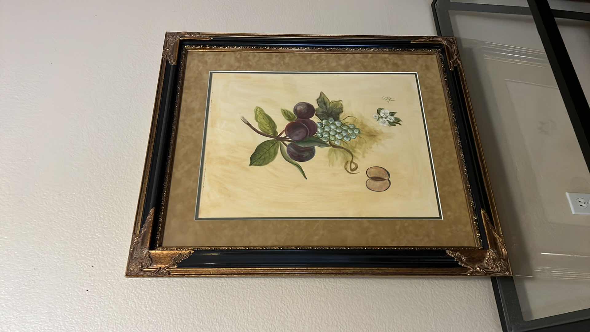 Photo 2 of HEAVY BLACK AND GOLD ORNATE FRAMED “GRAPES”OIL PAINTING ARTWORK-ARTIST SIGNED 30” x 36”