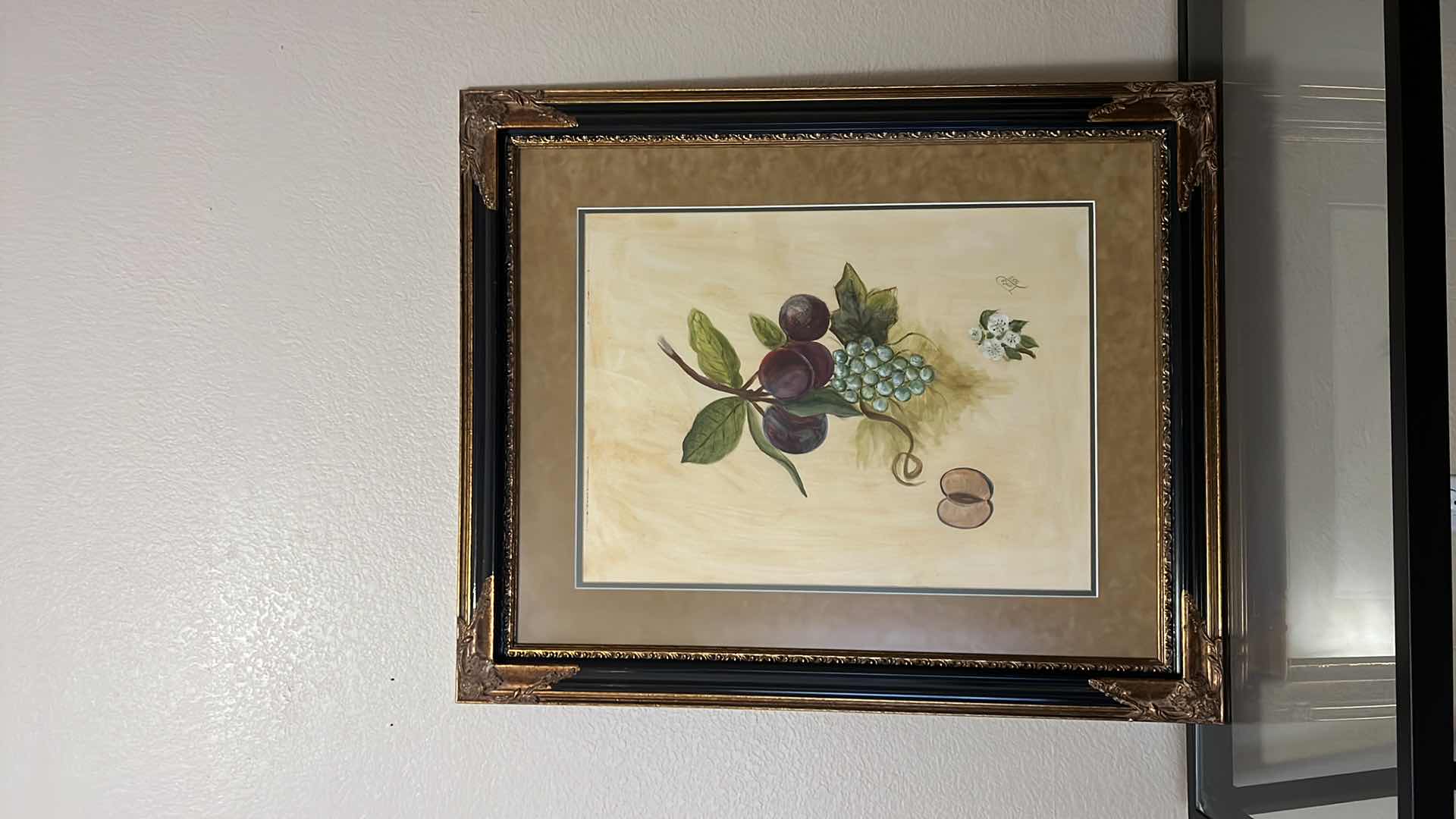 Photo 1 of HEAVY BLACK AND GOLD ORNATE FRAMED “GRAPES”OIL PAINTING ARTWORK-ARTIST SIGNED 30” x 36”