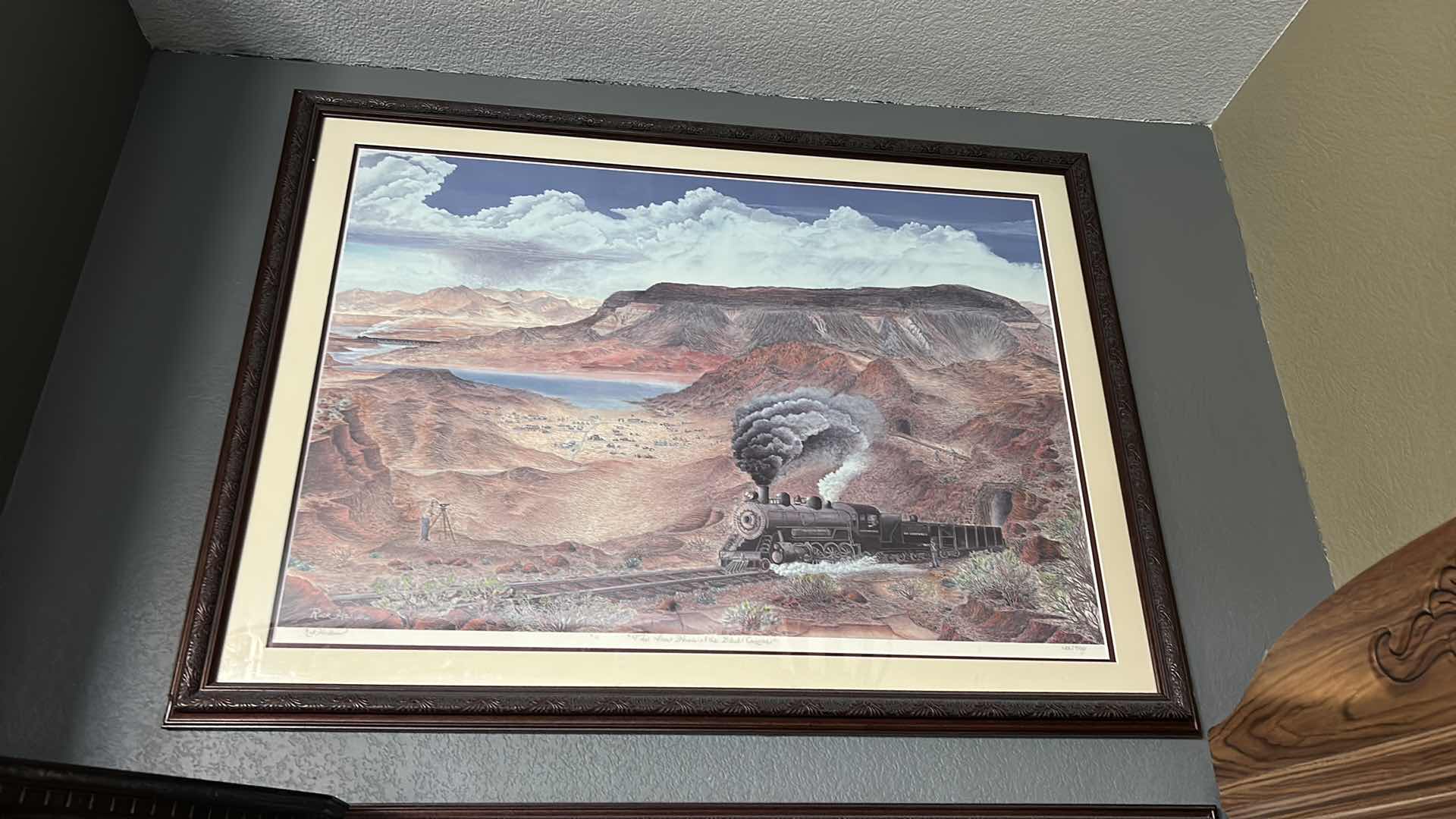 Photo 7 of WALL DECOR - SIGNED NUMBERED’ “THE IRON HORSES OF THE BLACK CANYON” FRAMED ARTWORK 43” x 32”