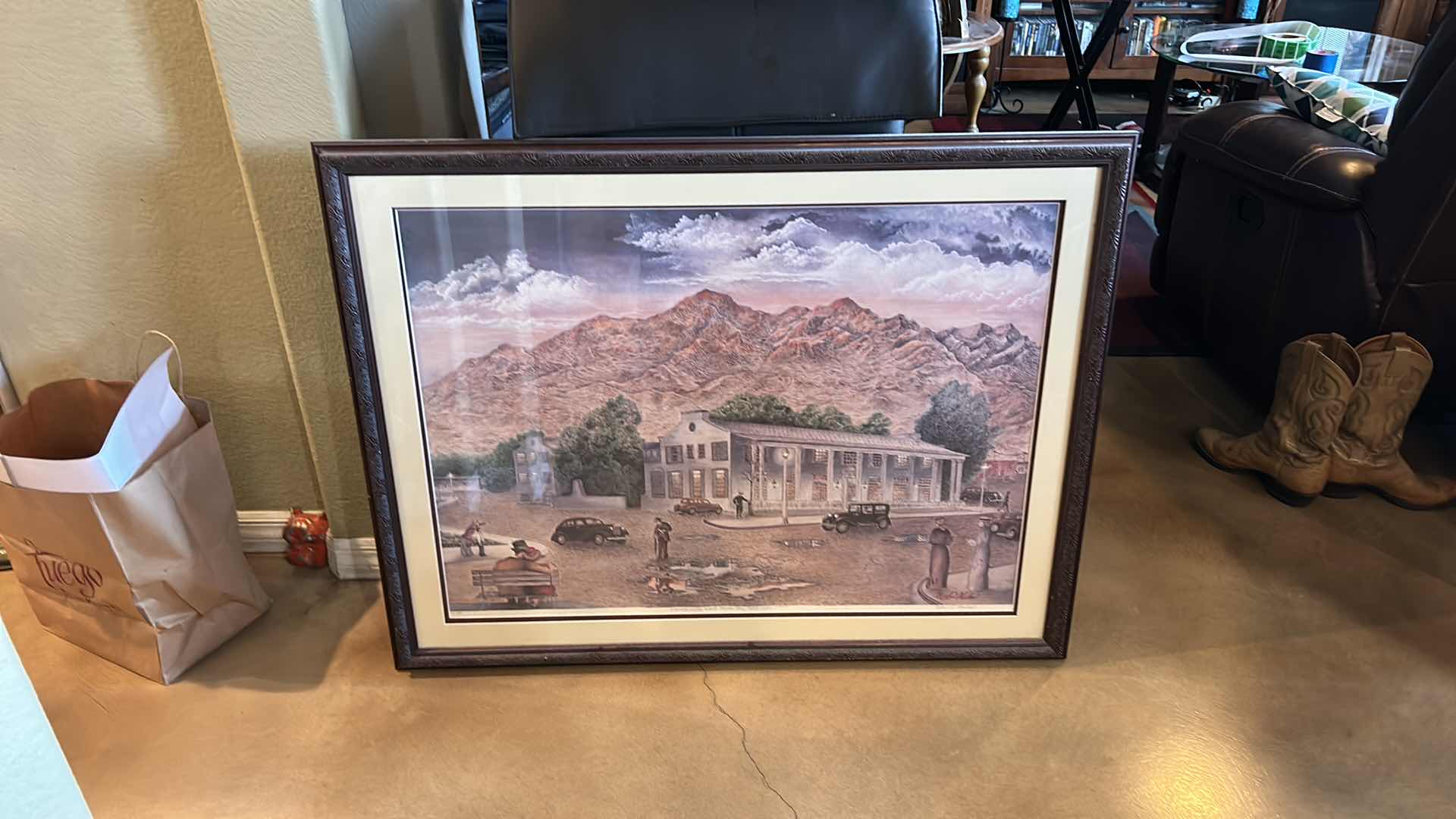 Photo 5 of WALL DECOR - SIGNED NUMBERED’ “DIAMOND IN THE DESERT BOULDER DAM HOTEL CIRCA 1937 FRAMED ARTWORK 43” x 32”