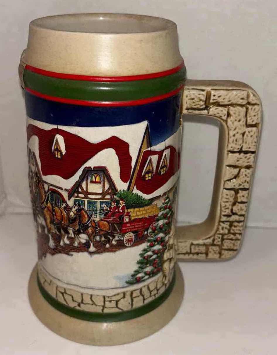 Photo 4 of ANHEUSER-BUSCH GRANTS FARM HOLIDAY1998 HOLIDAY STEIN, LIDDED GERMAN STEIN & NEW BELGIUM BREWING GLASS PITCHER
