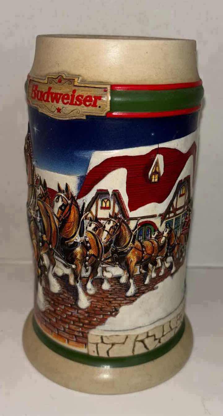 Photo 3 of ANHEUSER-BUSCH GRANTS FARM HOLIDAY1998 HOLIDAY STEIN, LIDDED GERMAN STEIN & NEW BELGIUM BREWING GLASS PITCHER