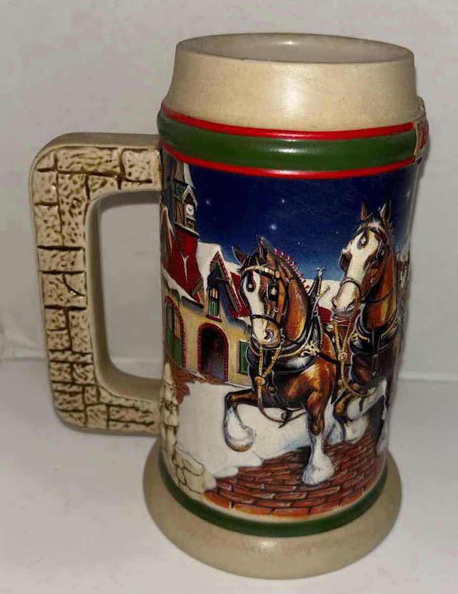 Photo 2 of ANHEUSER-BUSCH GRANTS FARM HOLIDAY1998 HOLIDAY STEIN, LIDDED GERMAN STEIN & NEW BELGIUM BREWING GLASS PITCHER