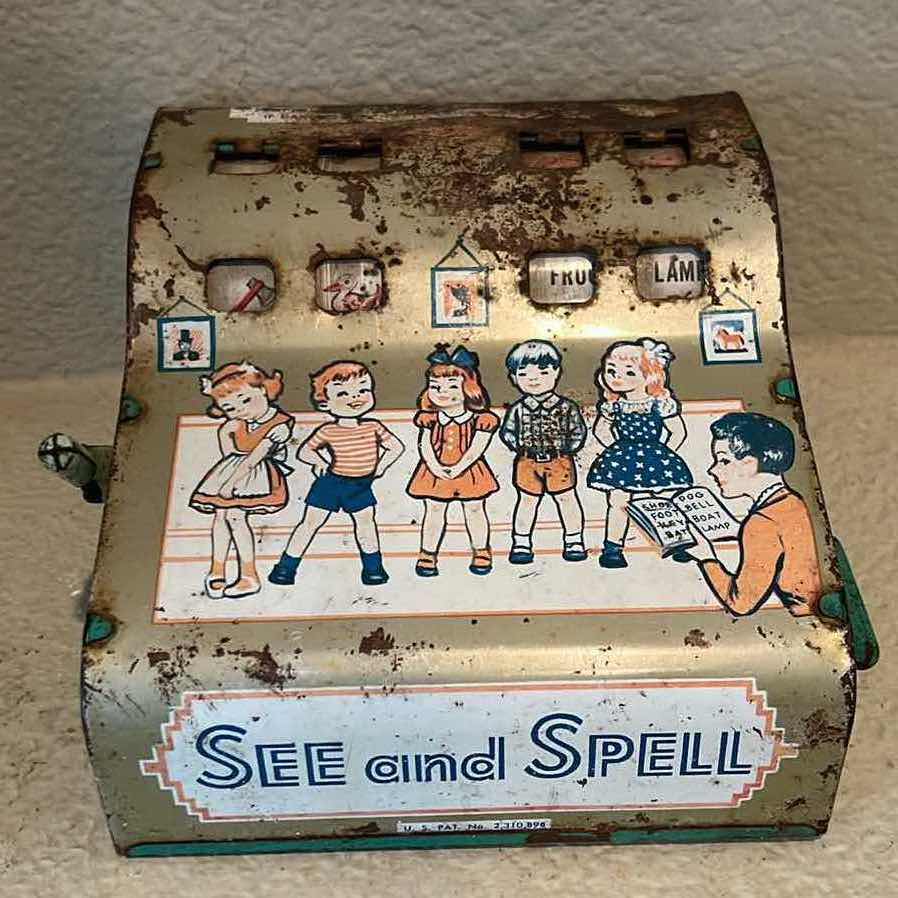 Photo 1 of 1940’s VINTAGE SEE AND SPELL METAL TOY