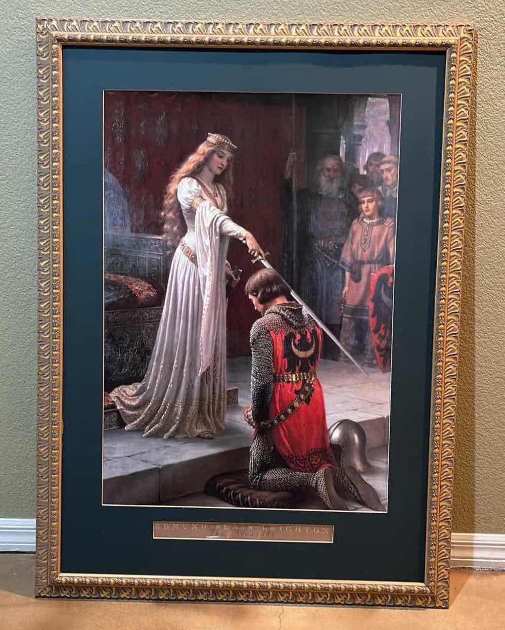 Photo 1 of FRAMED PRINT BY EDMUND BLAIR LEIGHTON, “THE ACCOLADE” 34” x 46.25” (MISSING GLASS)