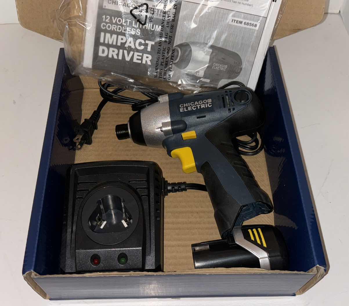 Photo 4 of NIB CHICAGO ELECTRIC 12V LITHIUM ION CORDLESS IMPACT DRIVER W 12V BATTERY & 45 MIN QUICK CHARGER