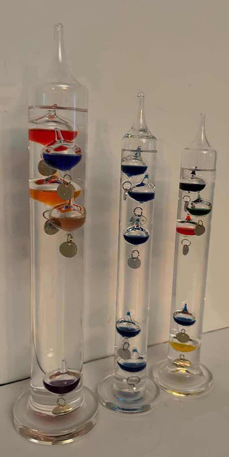 Photo 1 of GALILEO GLASS THERMOMETERS W FLOATING GLOBES (TALLEST 13.25”)