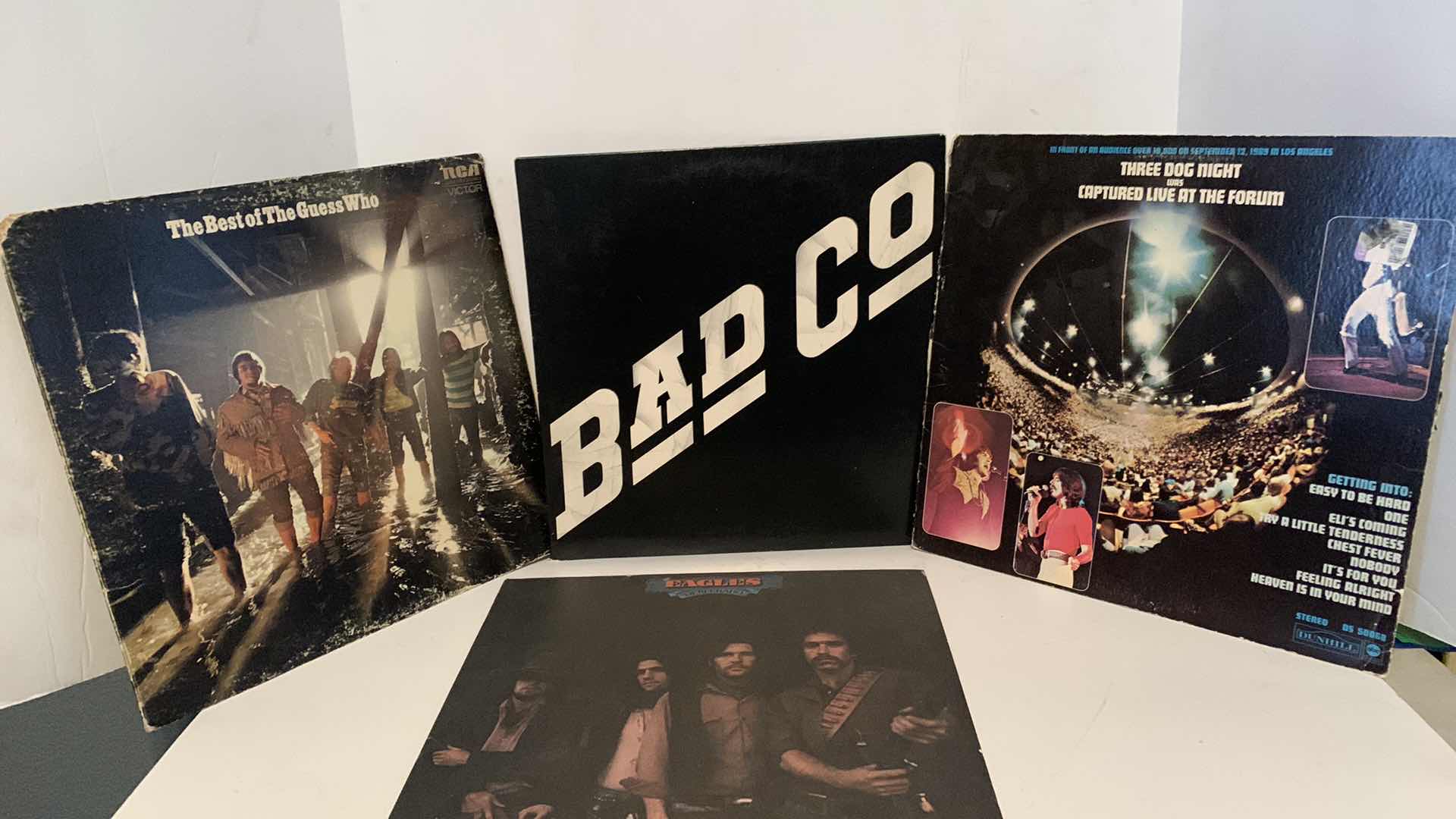 Photo 1 of CLASSIC ROCK LP’S: EAGLES, BAD COMPANY, THREE DOG NIGHT, GUESS WHO