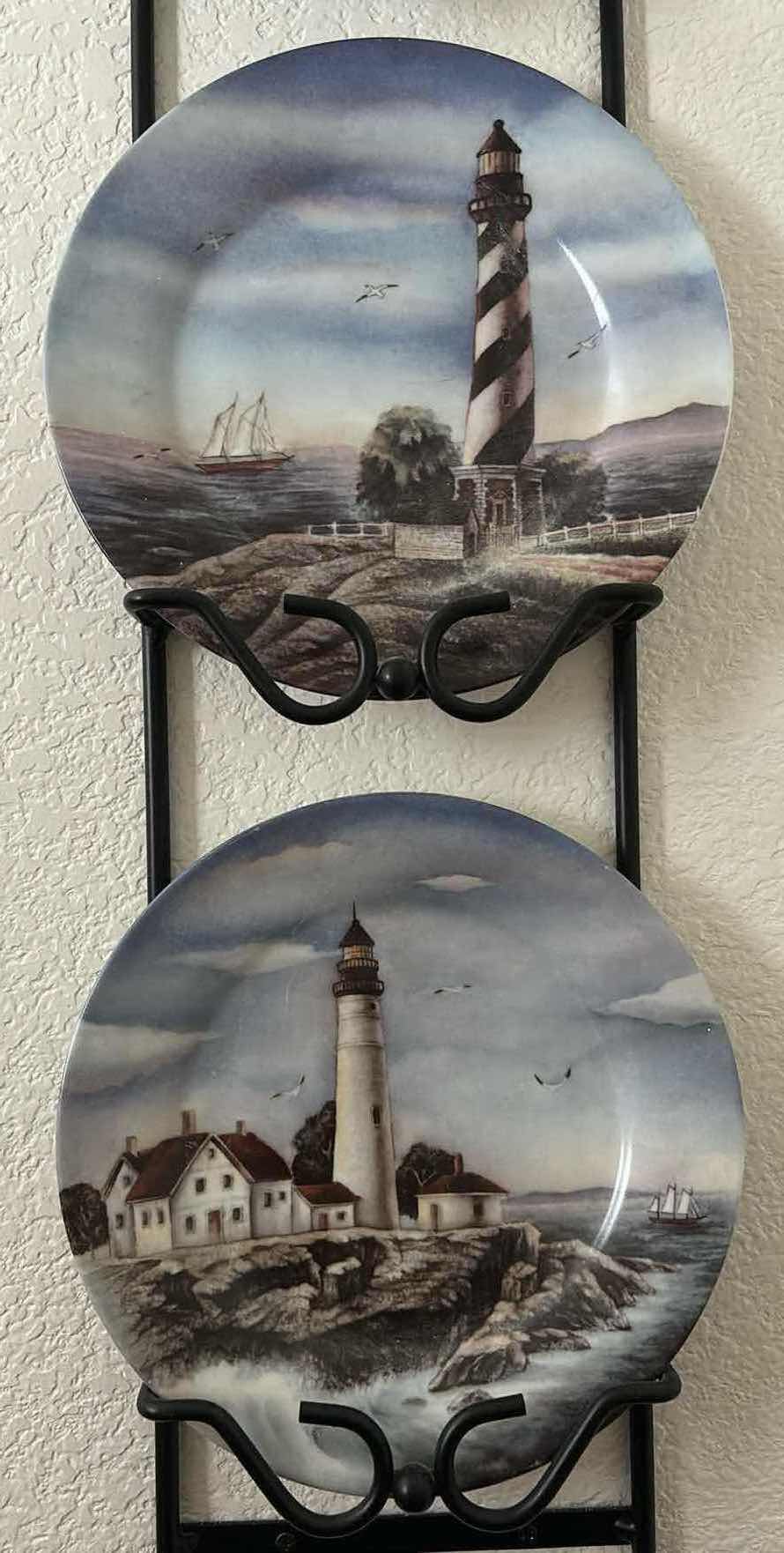 Photo 3 of VINTAGE STYLE 4-PC LIGHTHOUSE PLATE COLLECTION W VERTICAL HANGER 8.5” X 47”