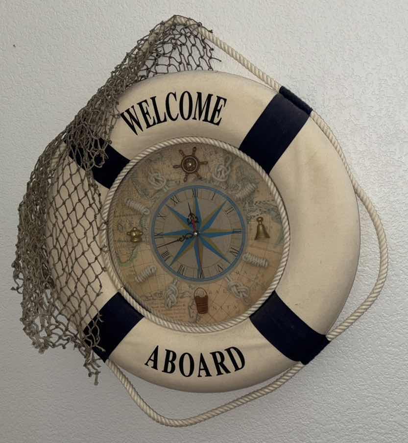 Photo 1 of VINTAGE STYLE NAUTICAL LIFEBUOY MARINE RING WALL CLOCK 20” X 20”