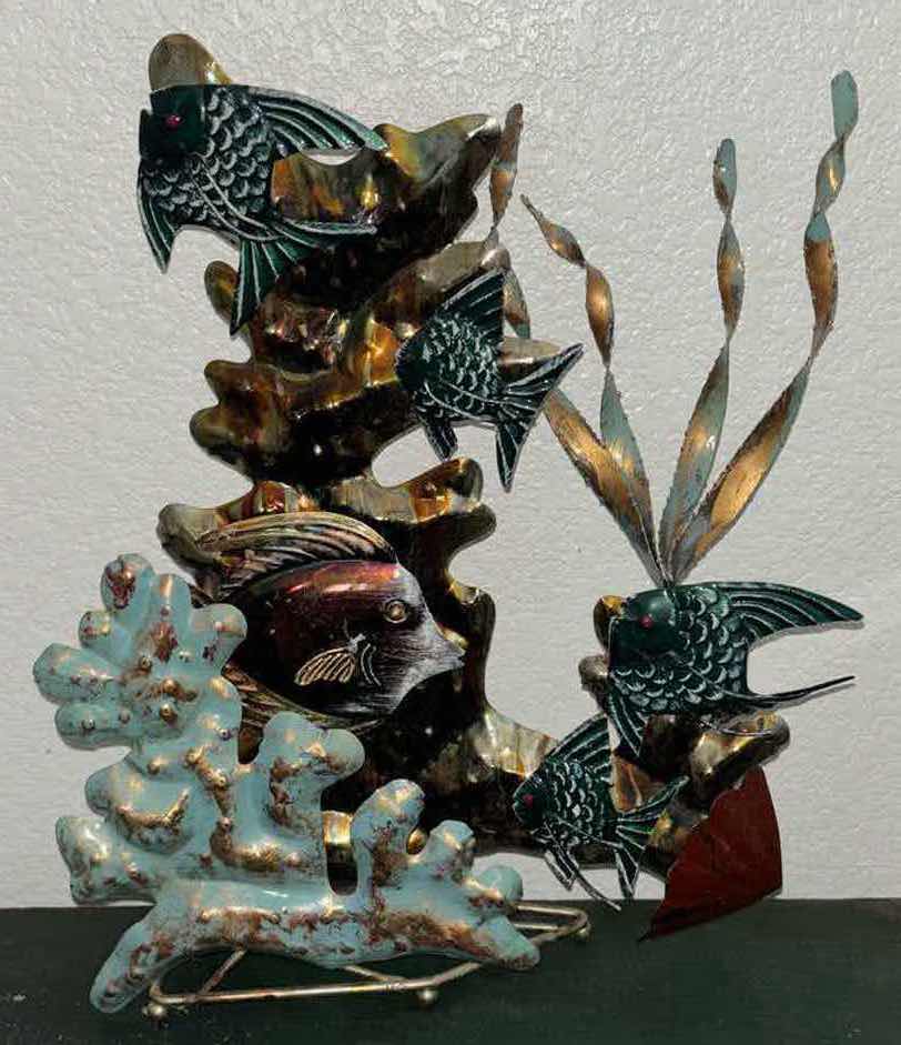 Photo 1 of MID CENTURY MODERN OCEAN FISH & SEAWEED METAL ART SCULPTURE 4” X 13” H15”