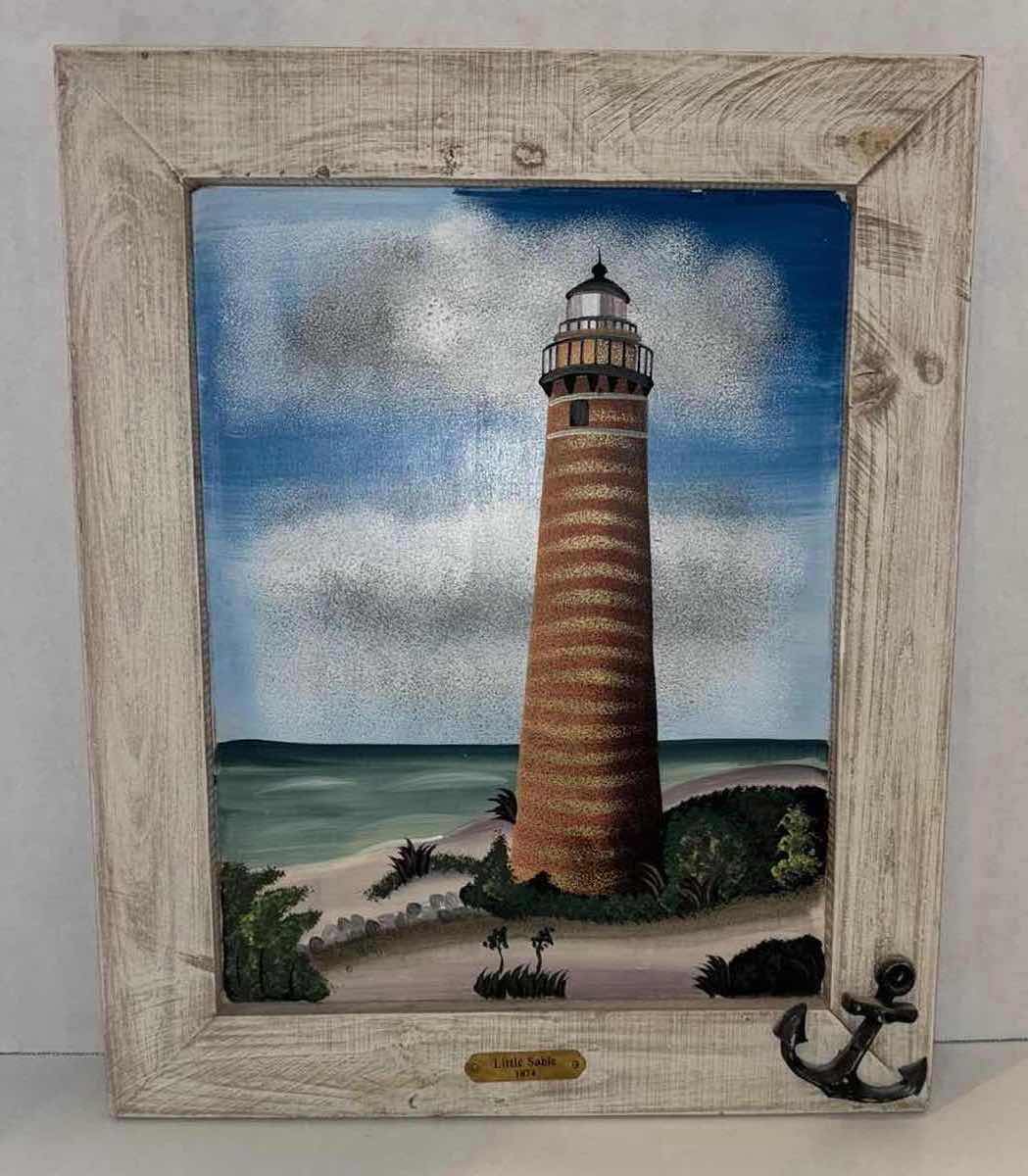 Photo 4 of WOOD FRAMED LIGHTHOUSE ART 12.75” X 15.5” (2)