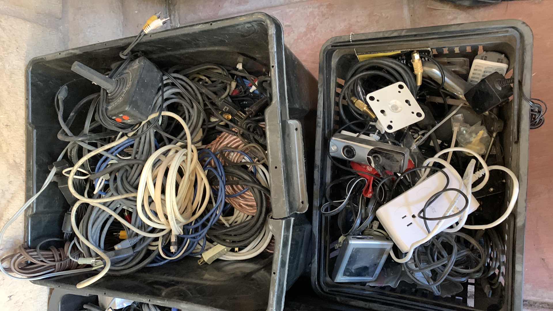 Photo 1 of 2 BINS OF ELECTRONIC ITEMS