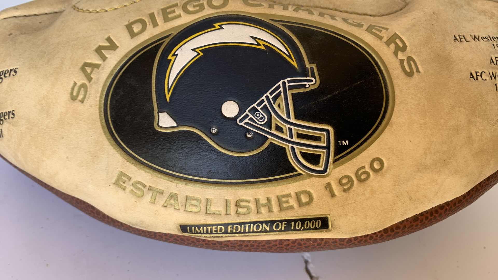 Photo 3 of NFL FOOTBALL SAN DIEGO CHARGERS LIMITED EDITION FOOTBALL