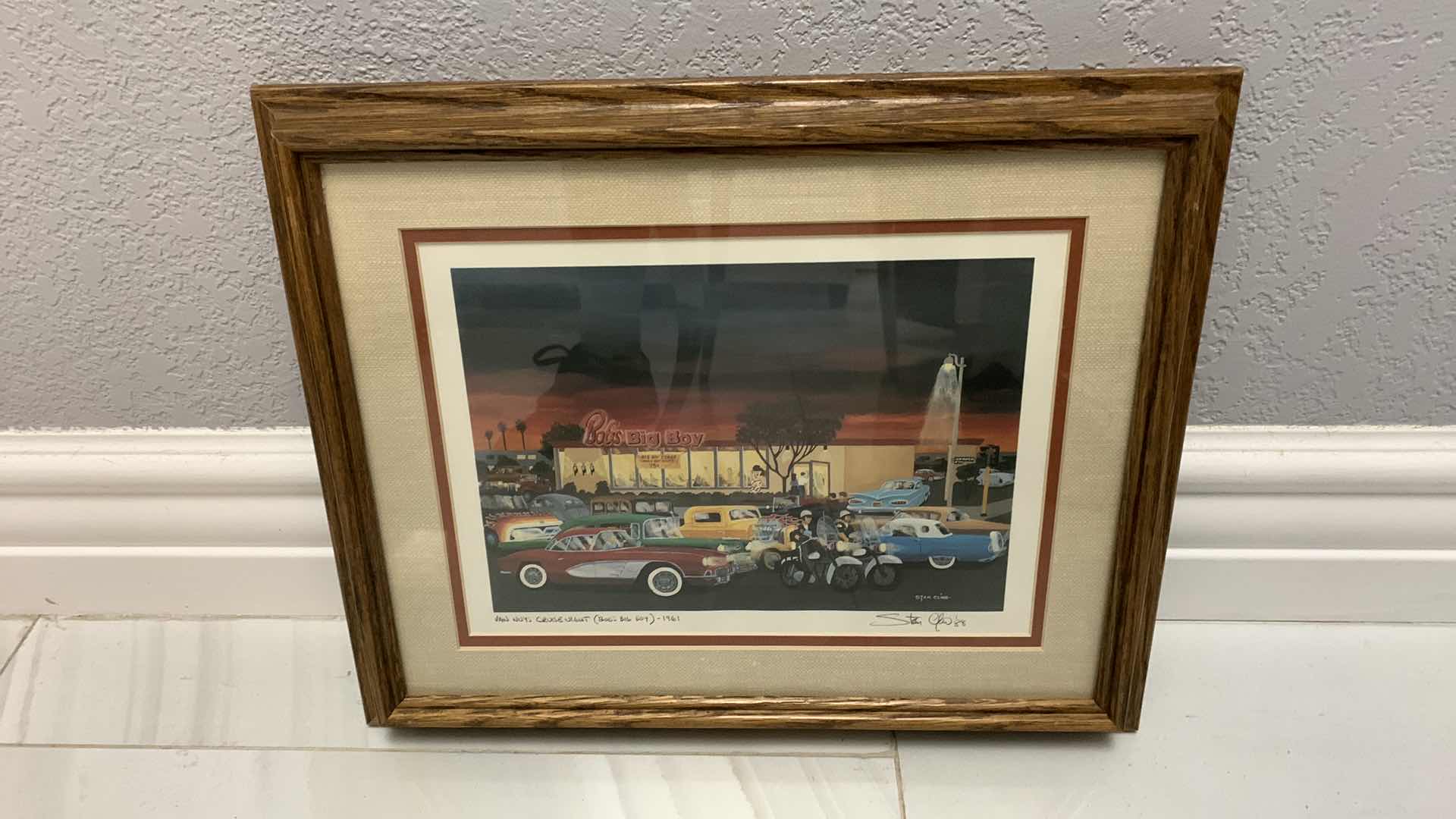 Photo 1 of BAN MIYS CRUISE NIGHT (BOB’S BIG BOY) 1961 SIGNED BY STAN CLINE 16” X 13”