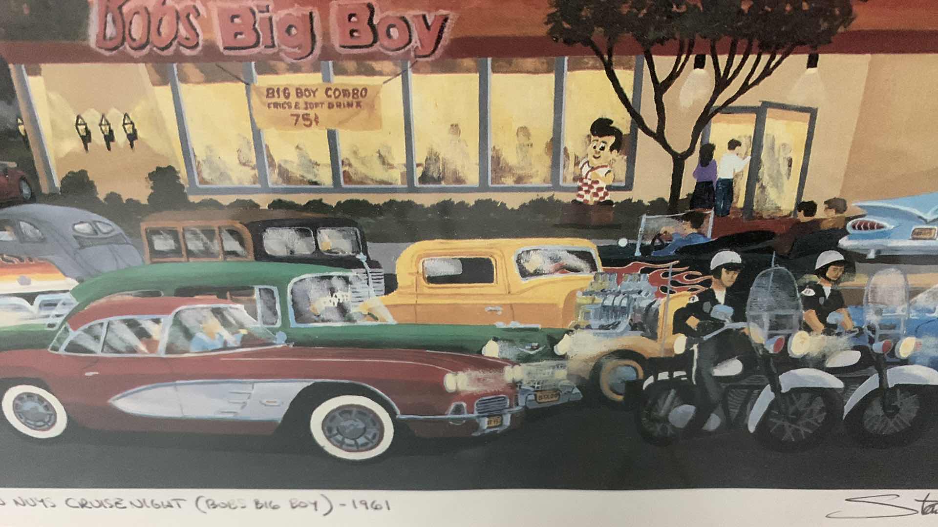 Photo 3 of BAN MIYS CRUISE NIGHT (BOB’S BIG BOY) 1961 SIGNED BY STAN CLINE 16” X 13”