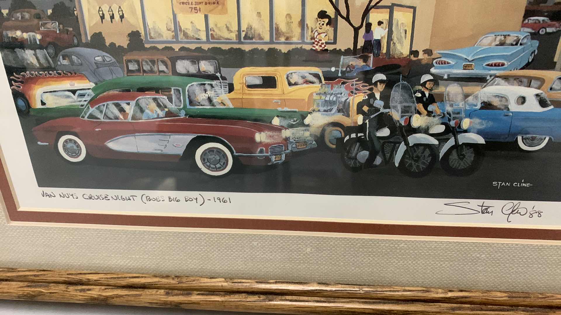 Photo 2 of BAN MIYS CRUISE NIGHT (BOB’S BIG BOY) 1961 SIGNED BY STAN CLINE 16” X 13”