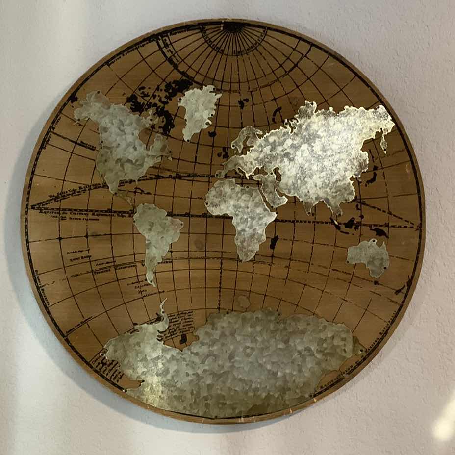 Photo 1 of GLOBE MAP WITH METAL CONTINENTS 24” CIRCUMFERENCE