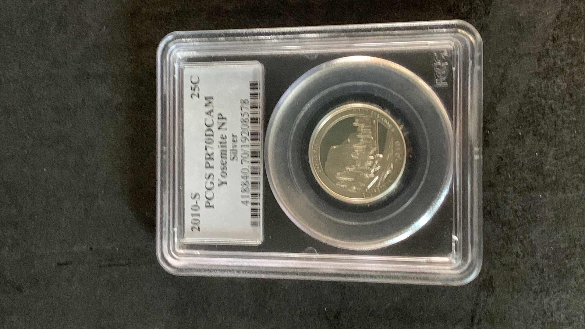 Photo 1 of 2010-S YOSEMITE NP SILVER PCGS PR70DCAM 25C COIN