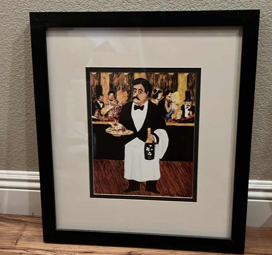 Photo 1 of FRAMED AND MATTED PRINT - 17” x 19” ARTIST GUY BUFFET - POULET AU CHAMPAGNE