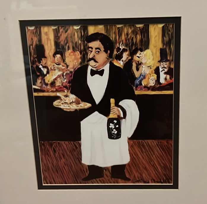 Photo 2 of FRAMED AND MATTED PRINT - 17” x 19” ARTIST GUY BUFFET - POULET AU CHAMPAGNE