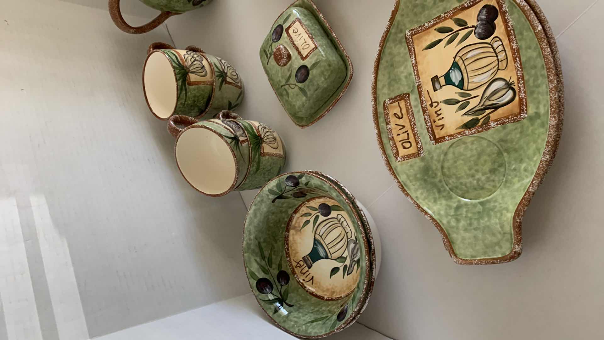 Photo 2 of 11-PIECE OLIVE THEMED SERVICE WARE