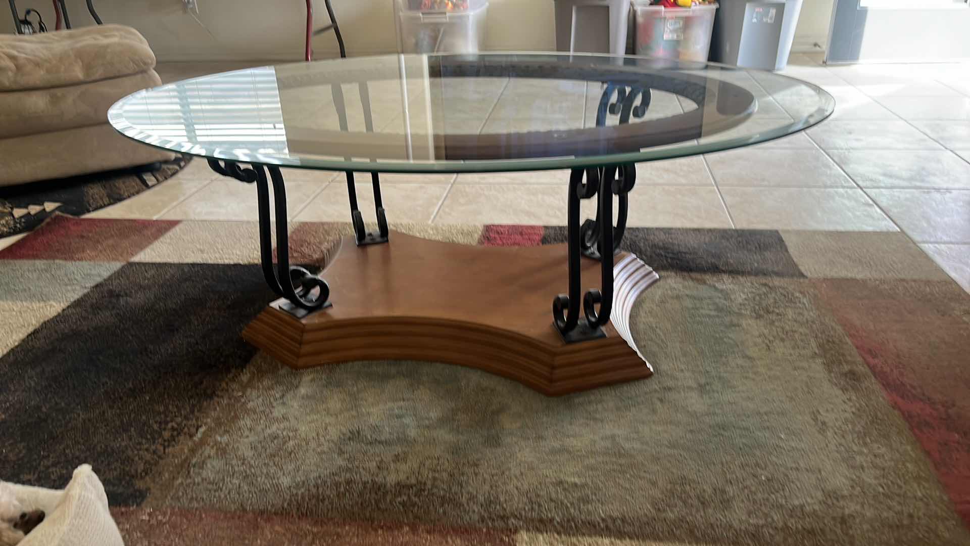 Photo 1 of GLASS TOP COFFEE TABLE 50” L