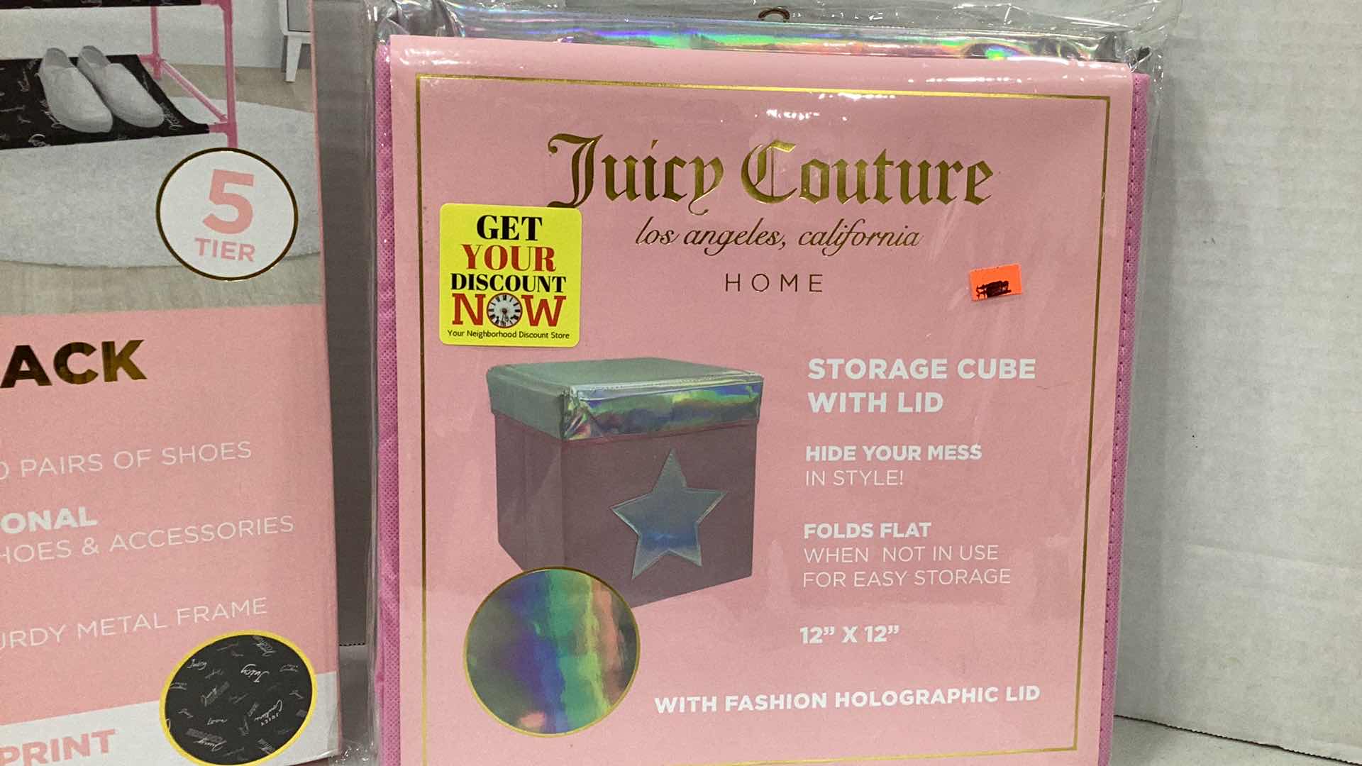 Photo 4 of 2PCS JUICY COUTURE SHOE RACK AND HOLOGRAPHIC STORAGE CUBE