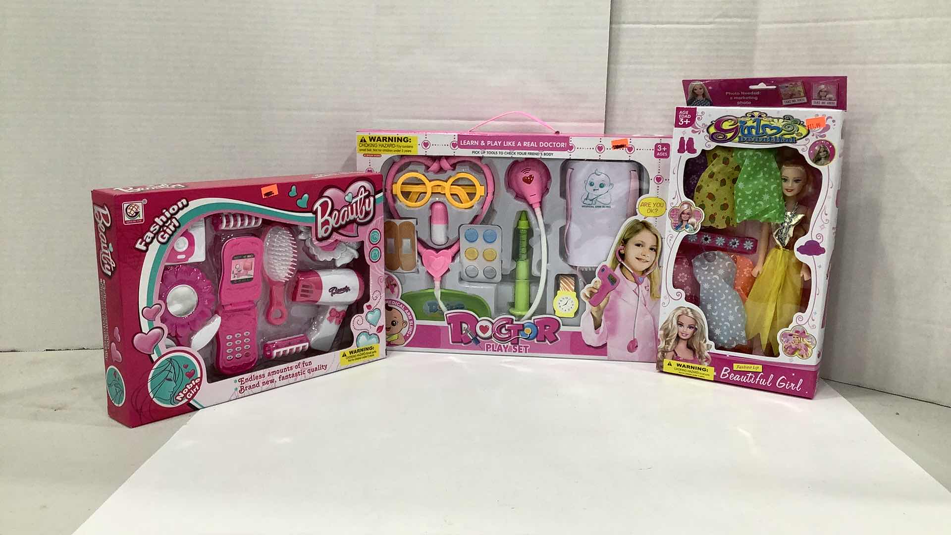 Photo 1 of 3 PCS NEW GIRL DOLL, BEAUTY SET AND DOCTOR GAME SET