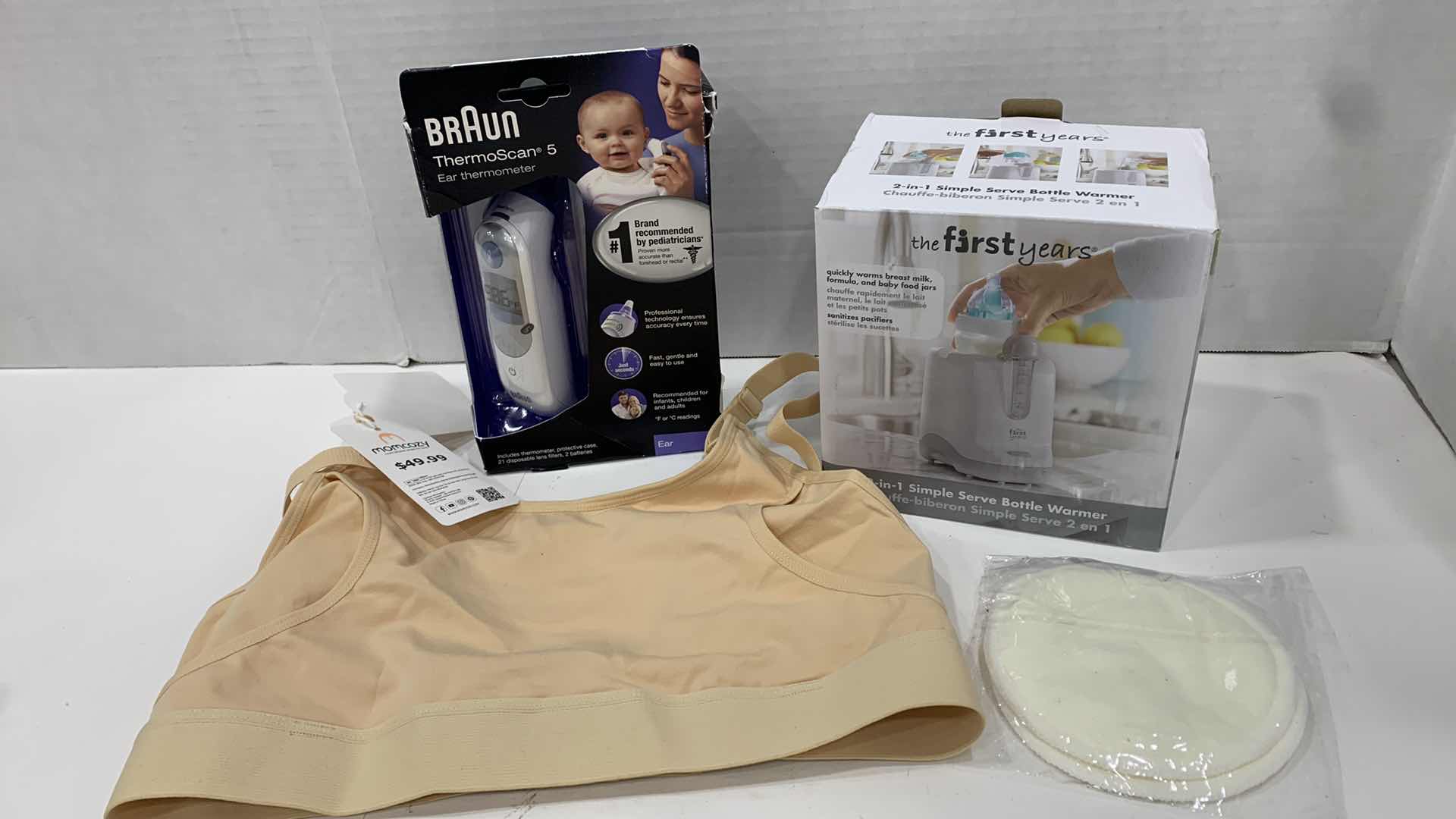 Photo 1 of BRAUN THERMOSCAN 5, THE FIRST YEARS BOTTLE WARMER, MOMCOZY BRA WITH PADS