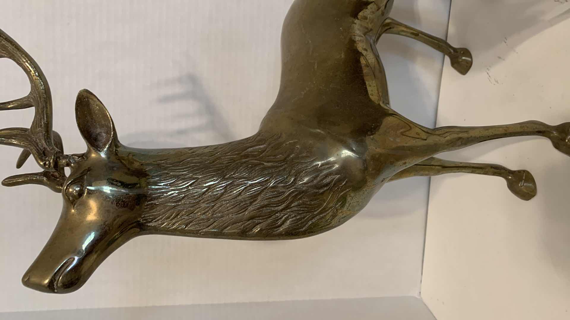Photo 1 of PAIR OF LARGE BRASS DEER TALLEST IS 20”