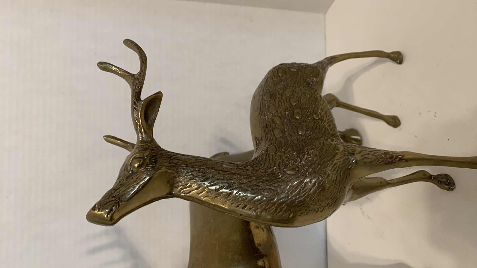 Photo 1 of PAIR OF LARGE BRASS DEER TALLEST IS 20”