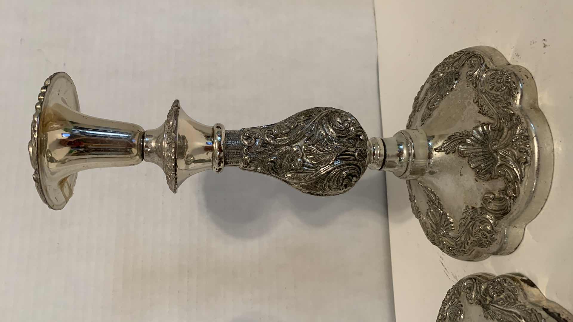 Photo 1 of PAIR OF EALES CIRCA 1779 AUTHENTIC REPRODUCTION SILVER PLATED CANDLE HOLDER