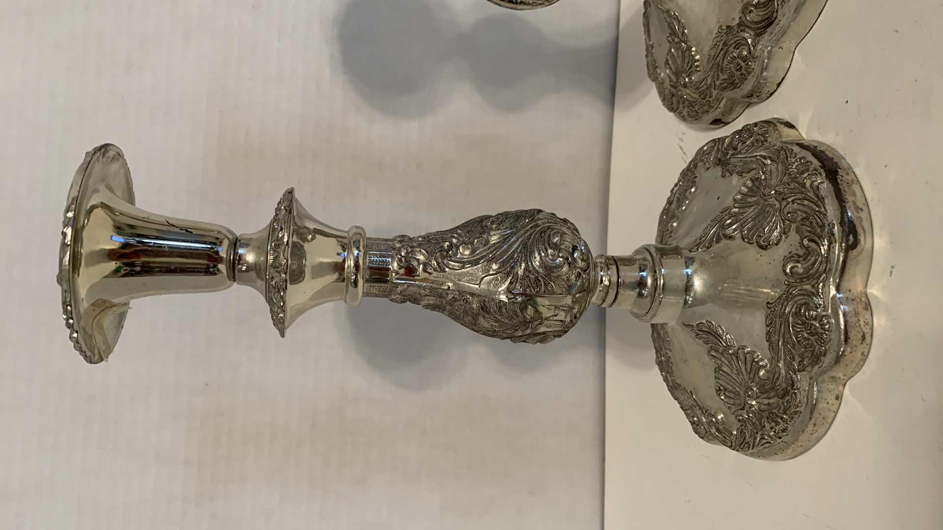 Photo 1 of PAIR OF EALES CIRCA 1779 AUTHENTIC REPRODUCTION SILVER PLATED CANDLE HOLDER