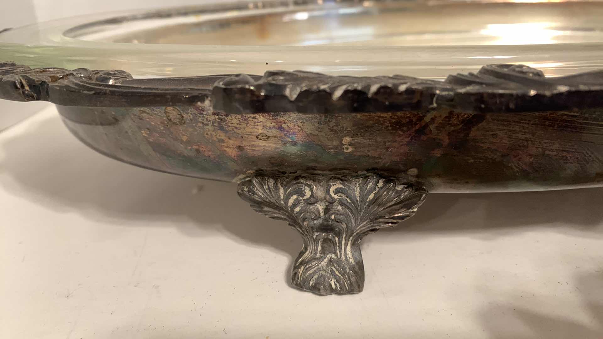 Photo 1 of SILVER PLATED SERVING TRAY WITH PYREX GLASS TRAY 20” X 13”