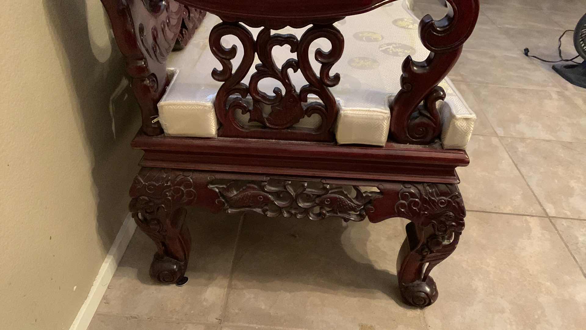 Photo 1 of ORIENTAL ROSE WOOD MOTHER OF PEARL INLAID ROYAL PALACE SOFA COUCH 66” C 26” H 38” $1000